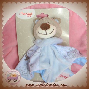 BENGY DOUDOU OURS GRIS PLAT BLEU TISSU ROBIN SOS