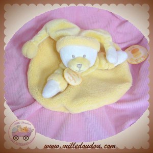 DOUDOU ET COMPAGNIE OURS JAUNE PLAT ROND MACARON SOS