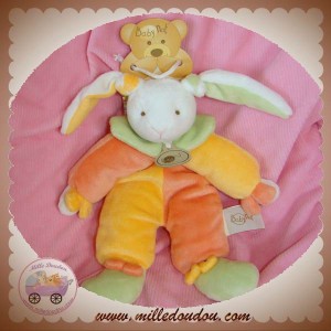 BABYNAT DOUDOU LAPIN QUASI PLAT ORANGE VERT SOS