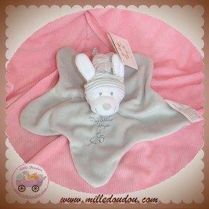 NICOTOY DOUDOU LAPIN PLAT ETOILE GRIS SOS