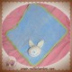 VERTBAUDET DOUDOU LAPIN PLAT BLEU LISERET VERT SOS