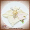 DOUDOU ET COMPAGNIE LAPIN PLAT ECRU COL RAYE ROSE SOS