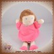 NOUNOURS DOUDOU POUPEE BRUNE ROBE ROSE SOS