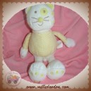 BOUT'CHOU MONOPRIX DOUDOU CHAT BLANC RAYE JAUNE ANIMAL SOS