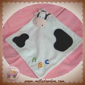 DOUDOU VACHE BLANCHE NOIRE PLATE ABC NOVALAC SOS