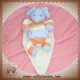 SUCRE D'ORGE DOUDOU ELEPHANT BLEU RAYE ECRU ORANGE MOUCHOIR SOS