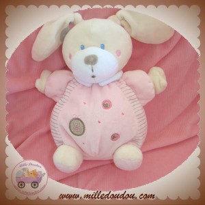 NICOTOY DOUDOU LAPIN ECRU BOULE ROSE ROND SOS