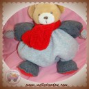 KALOO DOUDOU OURS HIVER GRIS ROUGE 30 cm SOS