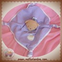 AJENA DOUDOU OURS BEIGE PLAT MAUVE VIOLET MON PETIT POUSSIN SOS