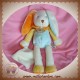 BABYNAT DOUDOU LAPIN ECRU BLEU JAUNE HOCHET MOUCHOIR SOS