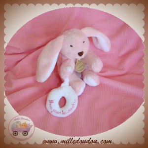 DOUDOU ET COMPAGNIE LAPIN ROSE BOUEE BLANC SOS