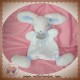 DOUDOU ET COMPAGNIE LAPIN BONBON PLAT BLANC BLEU POIL RAS SOS