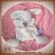 DOUDOU ET COMPAGNIE LAPIN BONBON PLAT BLANC BLEU POIL RAS SOS