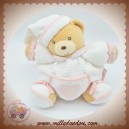 KALOO DOUDOU OURS BLANC VELOURS COEUR ROSE SOS