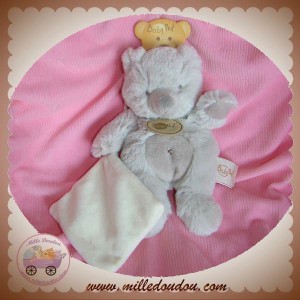 BABYNAT DOUDOU OURS GRIS POIL MOUCHOIR SOS