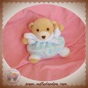 NOUNOURS DOUDOU OURS BEIGE BOULE CARRE BLEU HOCHET SOS