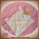 KALOO DOUDOU MOUCHOIR PLAT CARRE ROSE LAPIN LUNE SOS