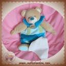 BABYNAT BABY NAT DOUDOU OURS BEIGE QUASI PLAT BLEU MOUCHOIR SOS 