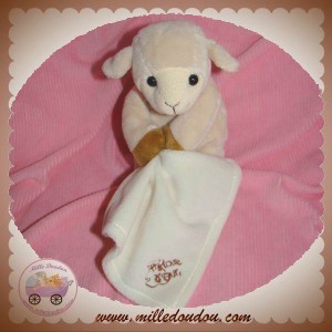 HISTOIRE D'OURS DOUDOU MOUTON BEIGE MOUCHOIR ECRU SOS