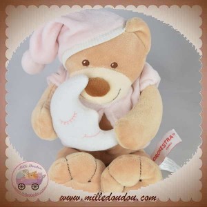 ORCHESTRA DOUDOU OURS BEIGE HAUT ROSE LUNE SOS