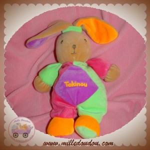 TAKINOU DOUDOU LAPIN HOCHET FLUO VERT ROSE SOS