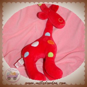 ORCHESTRA DOUDOU GIRAFE ROUGE ROSE FUSHIA ROND SOS