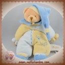 BABYNAT BABY NAT DOUDOU OURS BEIGE QUASI PLAT BLEU JAUNE FLEUR SOS