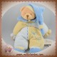 BABYNAT BABY NAT DOUDOU OURS BEIGE QUASI PLAT BLEU JAUNE FLEUR SOS