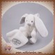 DOUDOU ET COMPAGNIE SOS LAPIN BLANC MOUCHOIR GRIS 10 cm