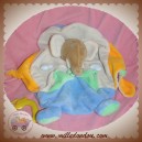 AJENA DOUDOU ELEPHANT PLAT ECRU BLEU JAUNE SOS