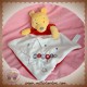 DISNEY DOUDOU OURS WINNIE L'OURSON PLAT LOSANGE ROUGE GRIS ETOILES SOS