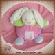 KALOO DOUDOU LAPIN BLANC BOULE ROSE VERT 123 SOS