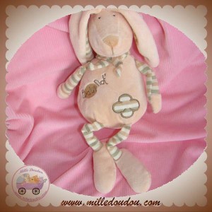 BABYNAT BABY NAT DOUDOU LAPIN VELOURS SAUMON TREFLE SOS 