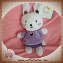 NICOTOY DOUDOU LAPIN BLANC HABIT VIOLET MAUVE COEUR SOS