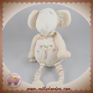 MGM DOUDOU SOURIS ECRU BEIGE OISEAU SOS