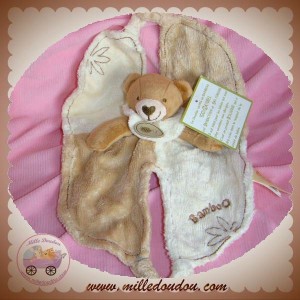 BABYNAT BABY NAT DOUDOU OURS BAMBOO BAMBOU PLAT MARRON ECRU SOS