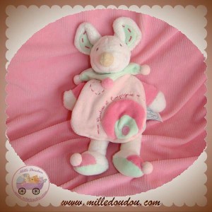 DOUDOU ET COMPAGNIE SOS SOURIS LEONIE ROSE VERT CAPE COEUR 