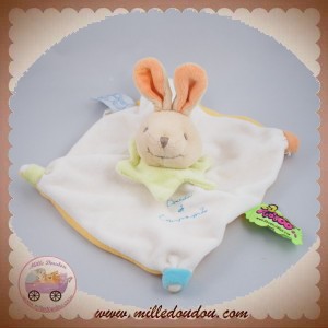 DOUDOU ET COMPAGNIE SOS LAPIN BEIGE PLAT VELOURS ECRU ORANGE TATOO