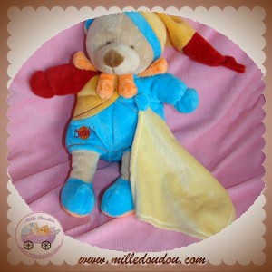 BABYNAT BABY NAT DOUDOU OURS CORPS BLEU MOUCHOIR JAUNE SOS