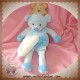 BABYNAT BABY NAT DOUDOU OURS CORPS BLEU MOUCHOIR BLANC ROND SOS