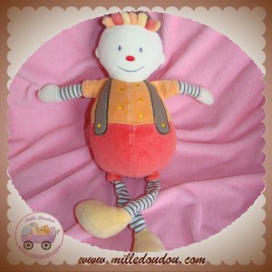 BERLINGOT DOUDOU CLOWN GARCON SALOPETTE ROUGE ORANGE SOS