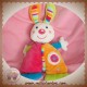 BABYSUN DOUDOU LAPIN QUASI PLAT ROSE ORANGE CIRCUS SOS