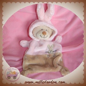 GRAIN DE BLE DOUDOU OURS DEGUISE EN LAPIN ROSE BEIGE SOS