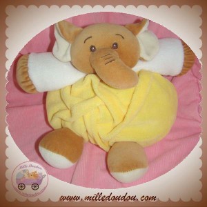 ALOHA DOUDOU ELEPHANT BEIGE BOULE JAUNE SOS