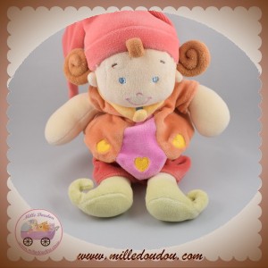 NICOTOY SOS DOUDOU LUTIN POUPEE ROUGE ORANGE COEUR 22 CM