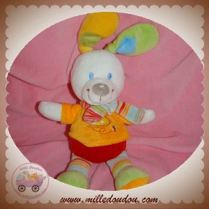 NICOTOY DOUDOU LAPIN BLANC HAUT ORANGE ECHARPE SOS