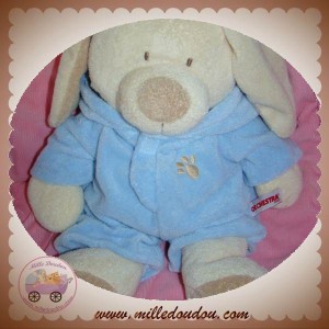 ORCHESTRA DOUDOU LAPIN ECRU DEGUISE OURS BLEU SOS