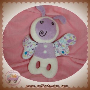 Peluche hochet lapin rose naissance Okaïdi & Obaïbi