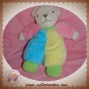 NOUNOURS DOUDOU OURS BLANC CORPS BLEU JAUNE ROSE HOCHET SOS