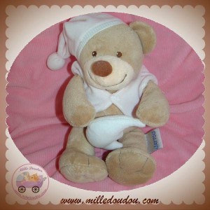 NATTOU DOUDOU OURS BEIGE HAUT ROSE LUNE SOS